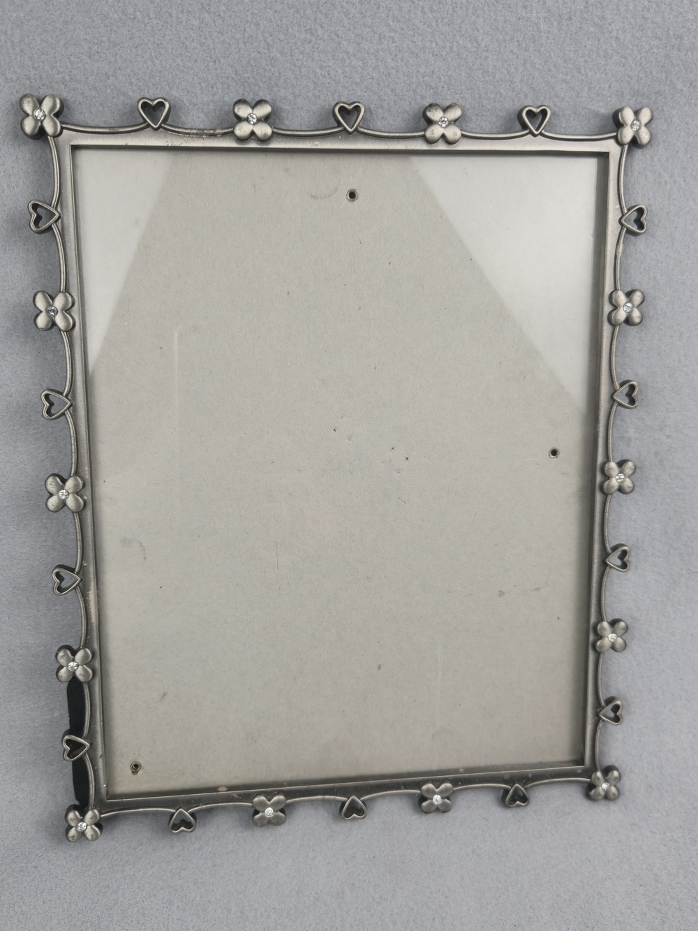 Vintage Elsa Pewter Floral Heart Frame 8x10 Cottagecore Decor